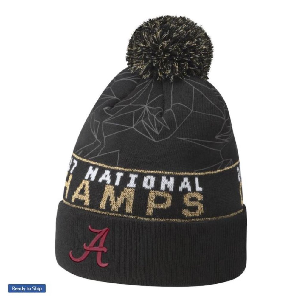 Alabama Crimson Tide Nike 2017 National Champions Cuffed Pom Knit Hat